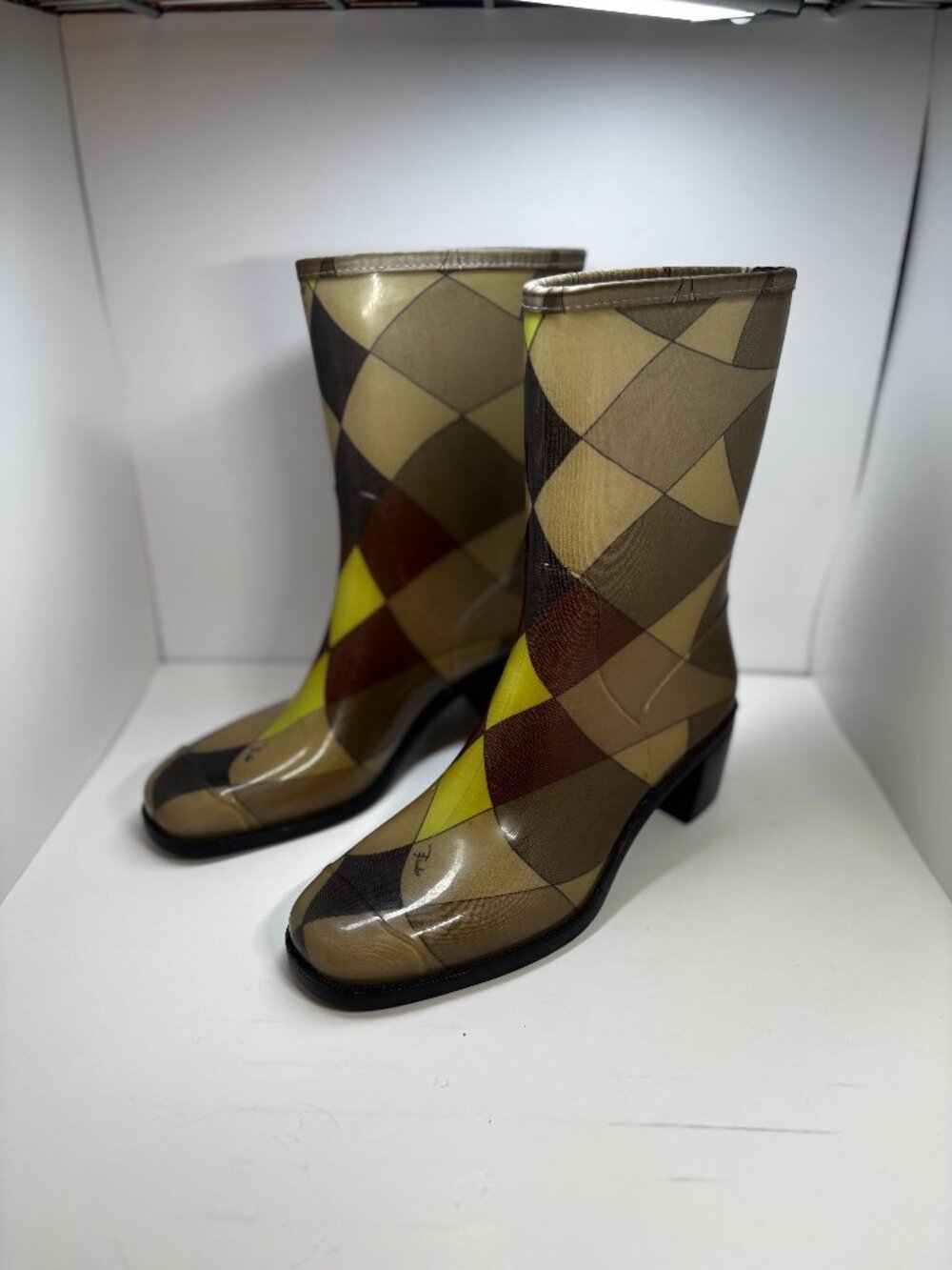 Emilio Pucci Rubber Colorblock Pattern Rain Boots Women's Size 9